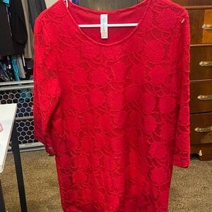 Elegant Red Lace Women's Blouse